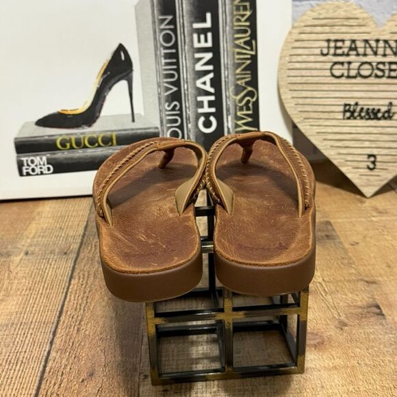 Men\'s Sanuk Cosmic Yoga Mat LX Saddle Tan Casual Flip Flop Sandals size 9
